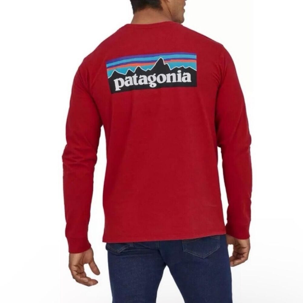 Patagonia P-6 Logo Responsibili-Tee M Red Hiking Gorpcore Trail
